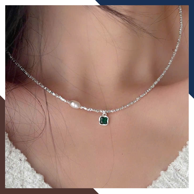 Bộ Ngọc Trai Bạc Vụn Phối Đá Xanh BTSNT158