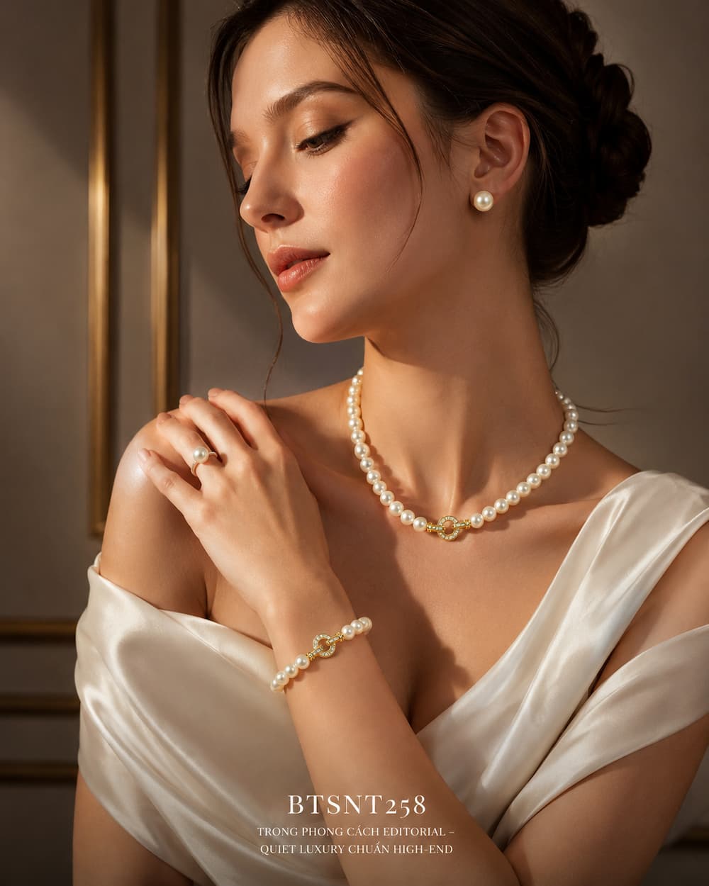 Bộ Trang Sức Ngọc Trai BTSNT258 – Classic Luxury Tối Giản Với Khóa Infinity Toggle Sang Trọng
