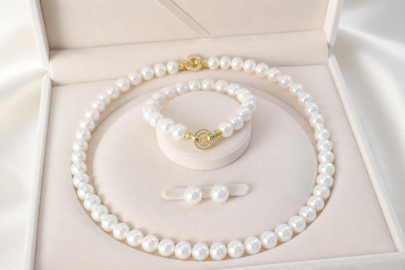 Bộ Trang Sức Ngọc Trai BTSNT258 – Classic Luxury Tối Giản Với Khóa Infinity Toggle Sang Trọng