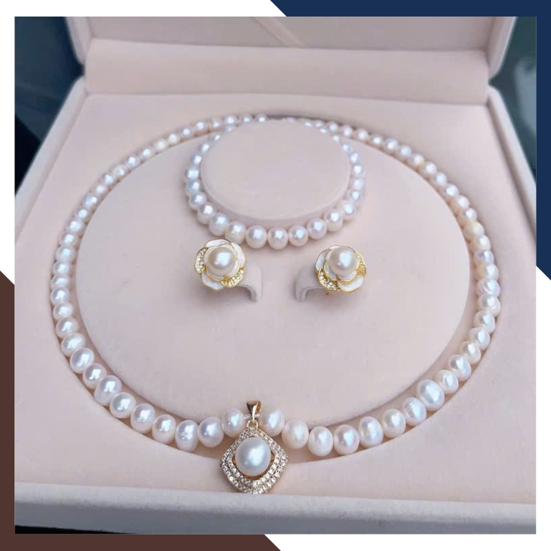 Bộ Trang Sức Ngọc Trai Cho Mẹ, Phụ Nữ Trung Niên Sang Trọng Mã BTSNT112