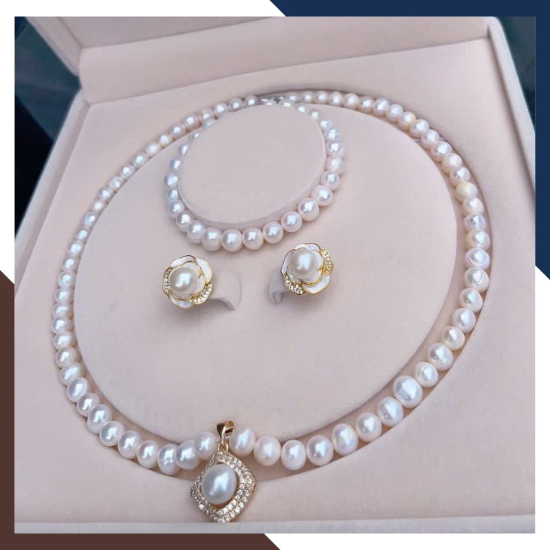 Bộ Trang Sức Ngọc Trai Cho Mẹ, Phụ Nữ Trung Niên Sang Trọng Mã BTSNT112