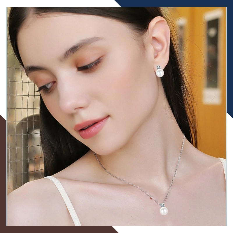 Bộ trang sức ngọc trai bạc xi kim cao cấp mã D310B230