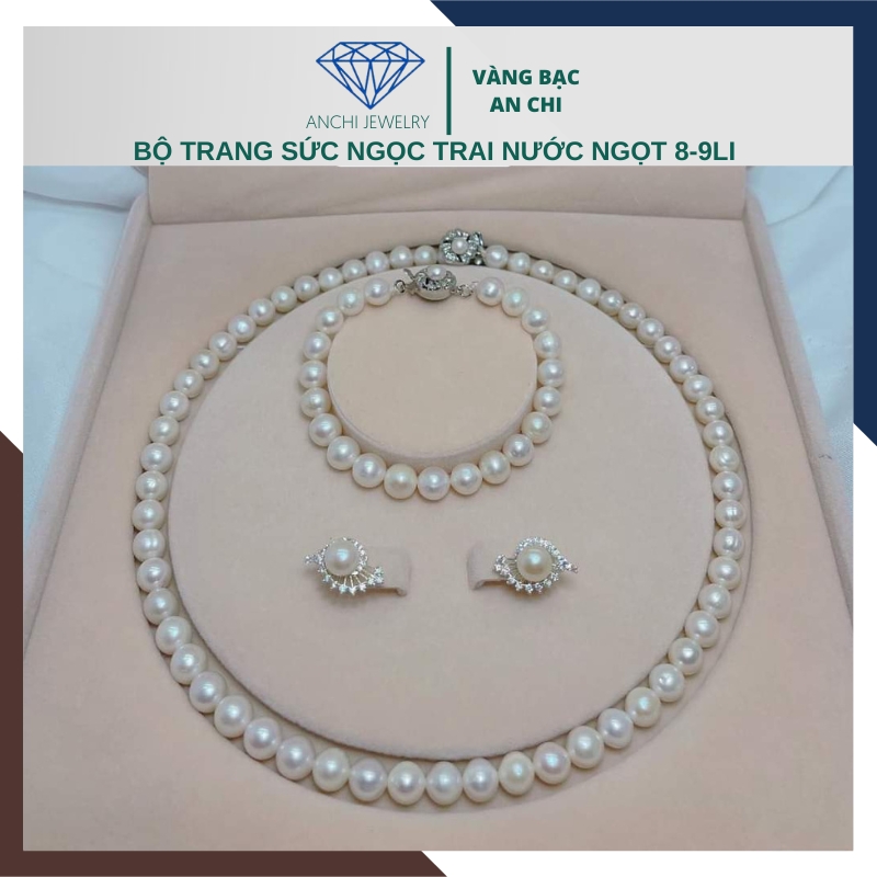 Bộ trang sức ngọc trai nuôi 8mm mã BTSNT09