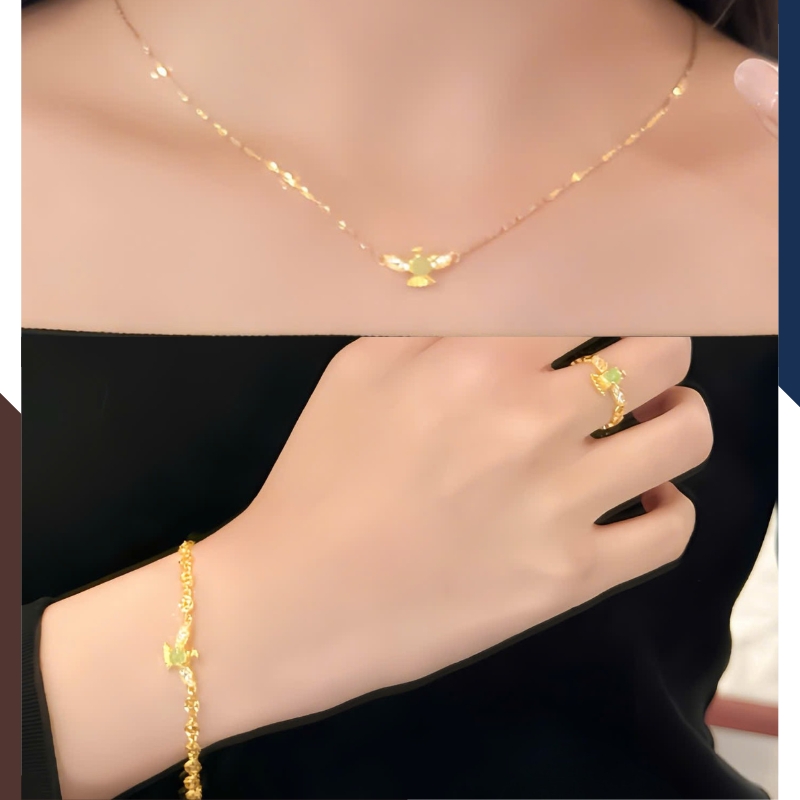 Bộ trang sức phượng hoàng vàng 10K BTSV31– Sang Trọng, Biểu Tượng Phú Quý & Quyền Lực