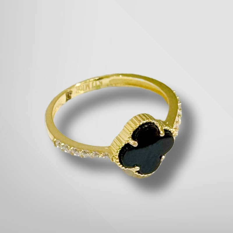 Bộ trang sức vàng tây 10k hình cỏ 4 lá gồm dây chuyền, nhẫn và bông tai mã 60193737