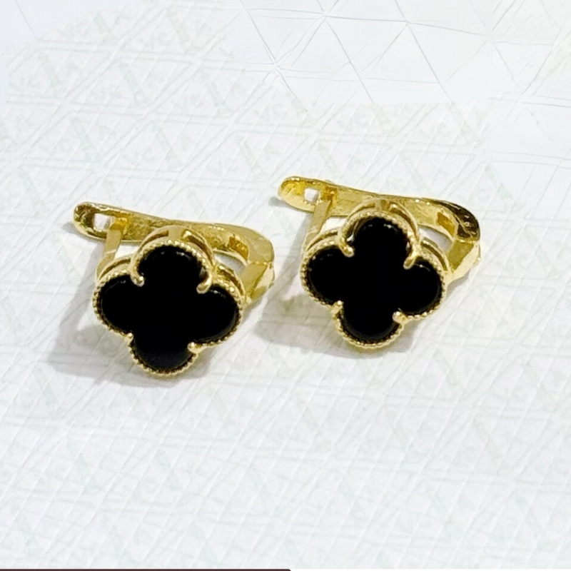 Bộ trang sức vàng tây 10k hình cỏ 4 lá gồm dây chuyền, nhẫn và bông tai mã 60193737