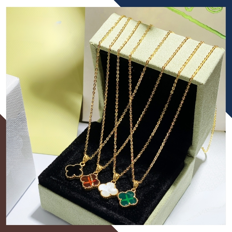 Bộ trang sức vàng tây 10k hình cỏ 4 lá gồm dây chuyền, nhẫn và bông tai mã 60193737