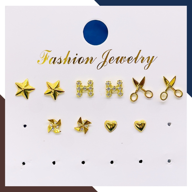 Bông tai chữ H vàng tây 10k đính đá cho nữ đẹp mã TL29