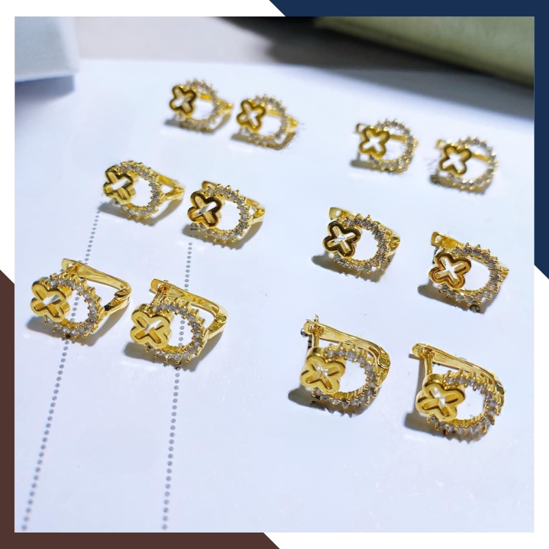 Bông Tai Cỏ 4 Lá Vàng Tây 10k  BTV216