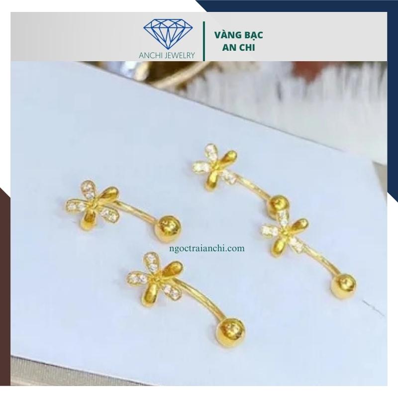 Bông tai vàng tây nữ 10k hình hoa dáng cong mã BTV04