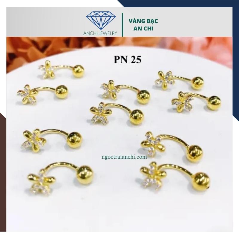 Bông tai vàng tây nữ 10k hình hoa dáng cong mã BTV04