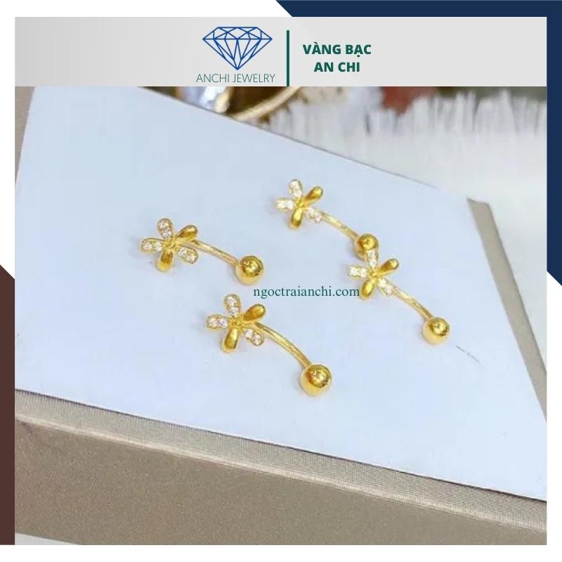 Bông tai vàng tây nữ 10k hình hoa dáng cong mã BTV04