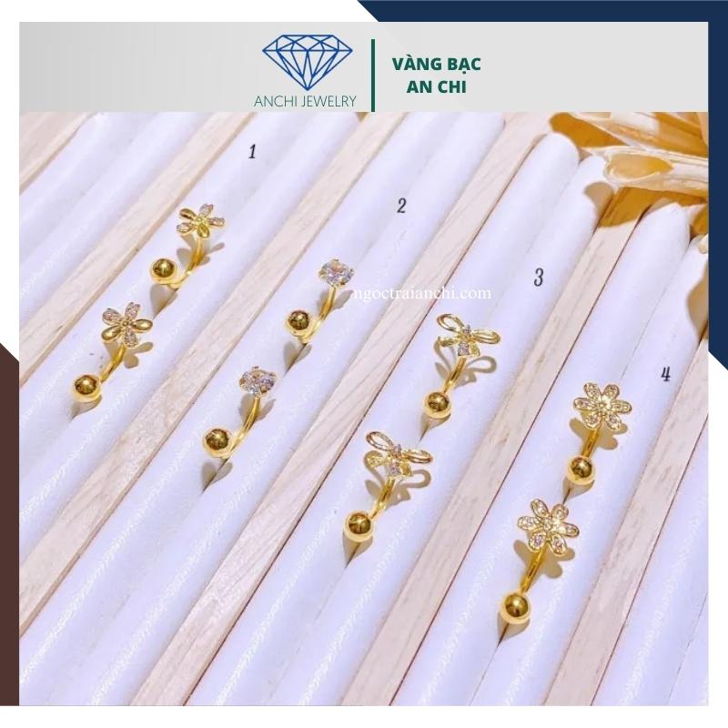 Bông tai vàng tây nữ 10k hình hoa dáng cong mã BTV04