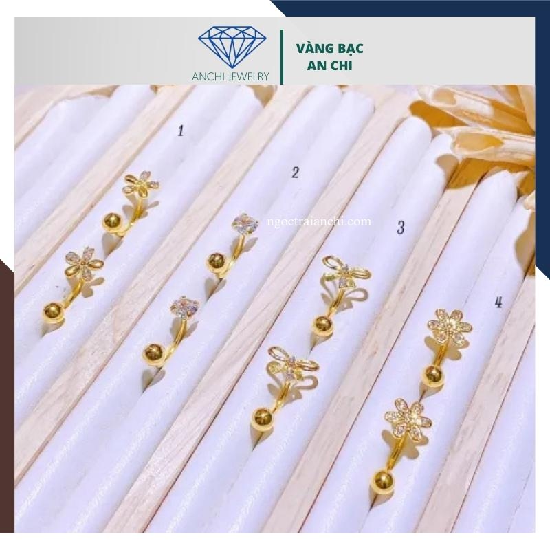 Bông tai vàng tây nữ 10k hình hoa dáng cong mã BTV04