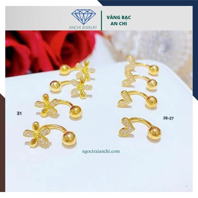 Bông tai vàng tây nữ 10k hình hoa dáng cong mã BTV04
