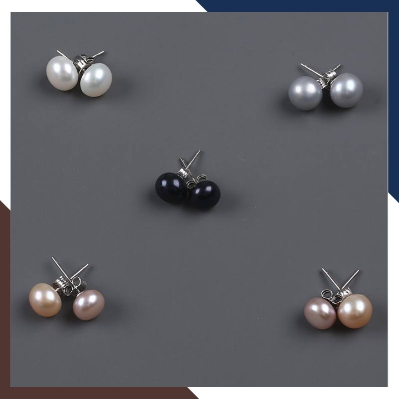 Bông tai ngọc trai bạc nụ size 10-11mm cho nữ đẹp mã 1011AC120