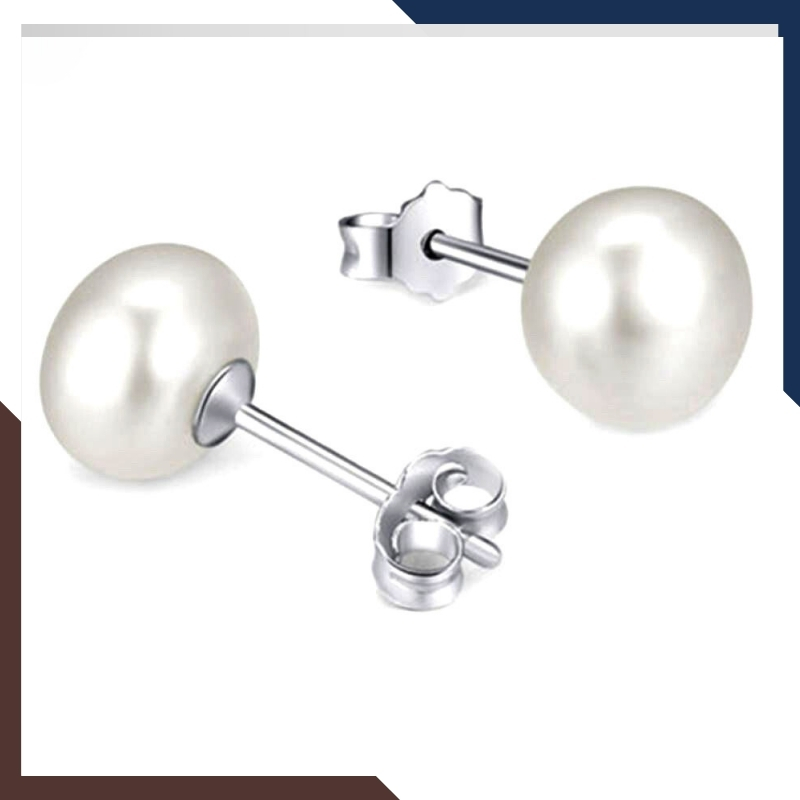 Bông tai ngọc trai bạc nụ size 11-12mm cho nữ đẹp mã 1112AC140