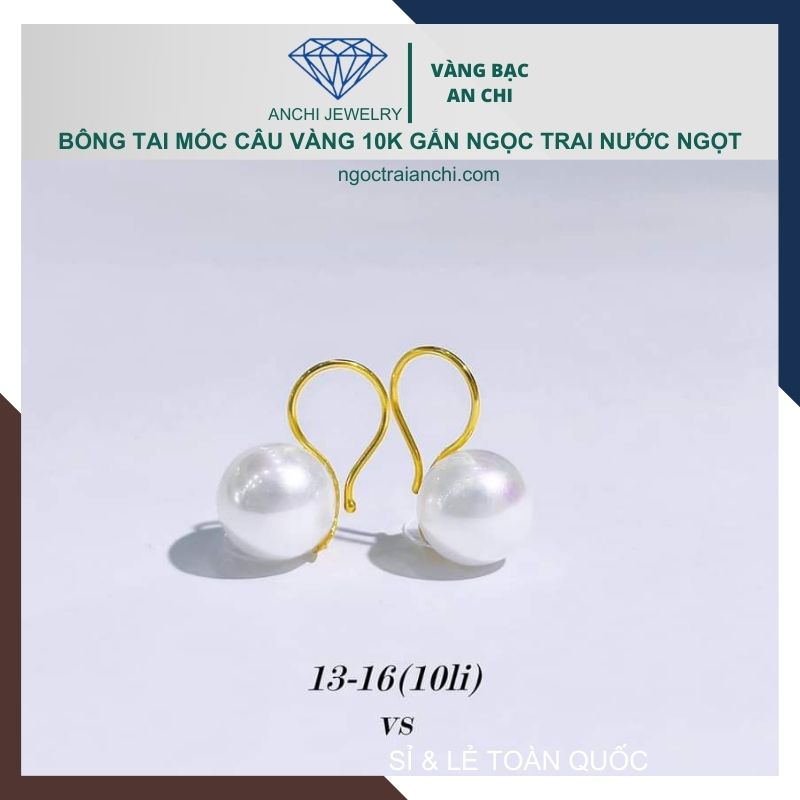 Bông tai ngọc trai móc câu vàng tây 10k mã TL16TT89