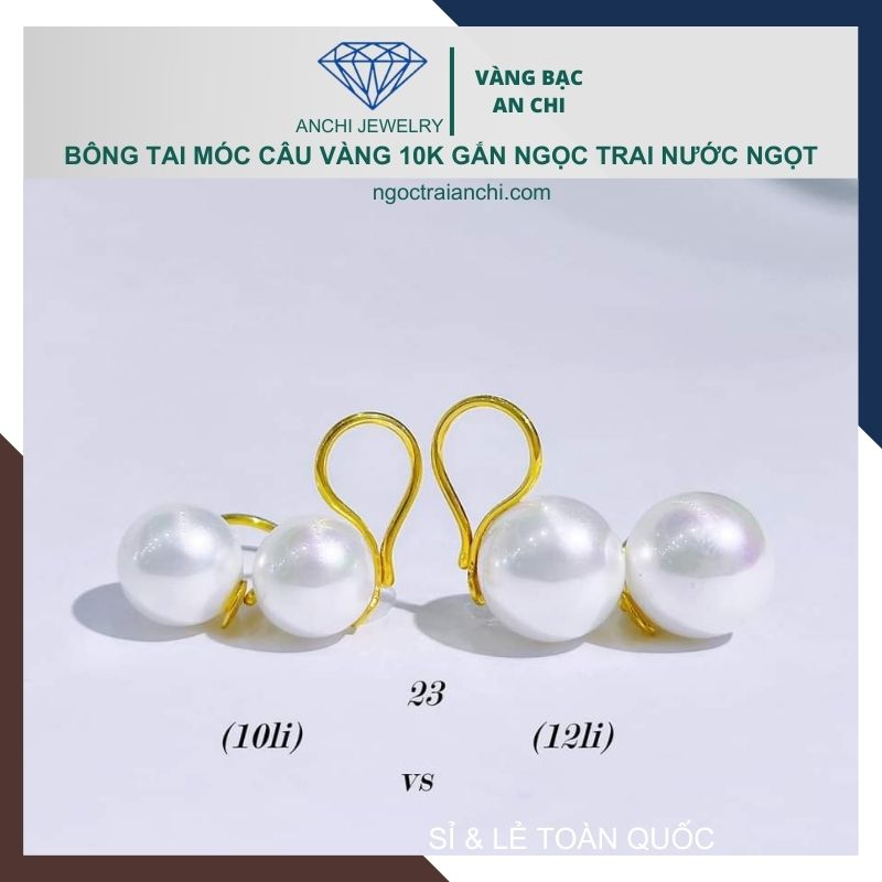 Bông tai ngọc trai móc câu vàng tây 10k mã TL16TT89