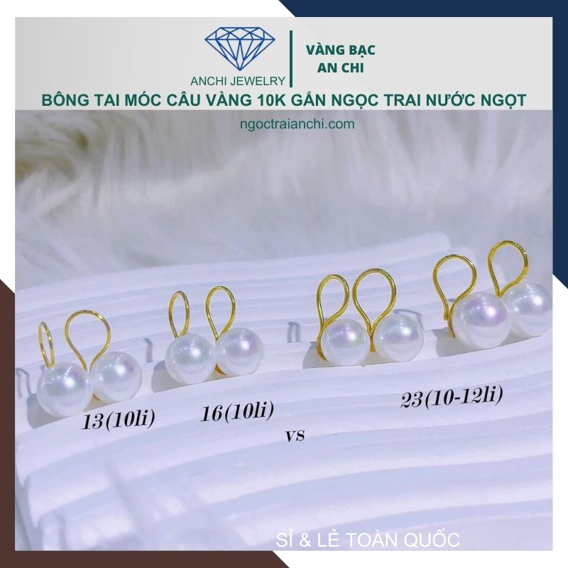 Bông tai ngọc trai móc câu vàng tây 10k mã TL16TT89
