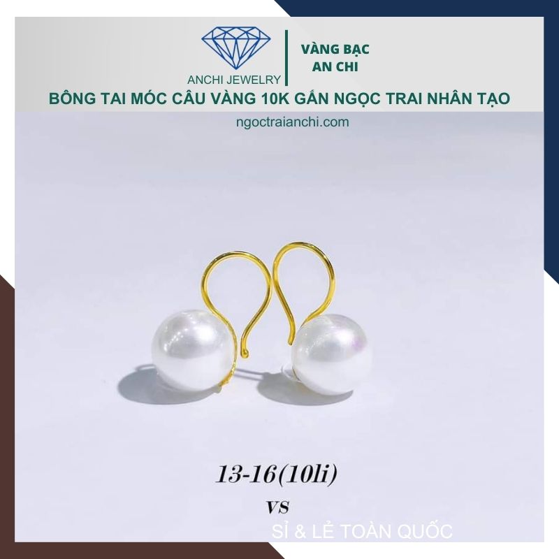 Bông tai ngọc trai móc câu vàng tây 10k mã TL16TT89