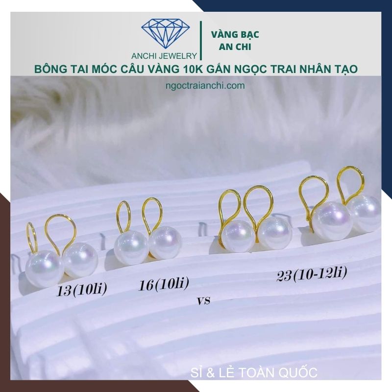 Bông tai ngọc trai móc câu vàng tây 10k mã TL16TT89