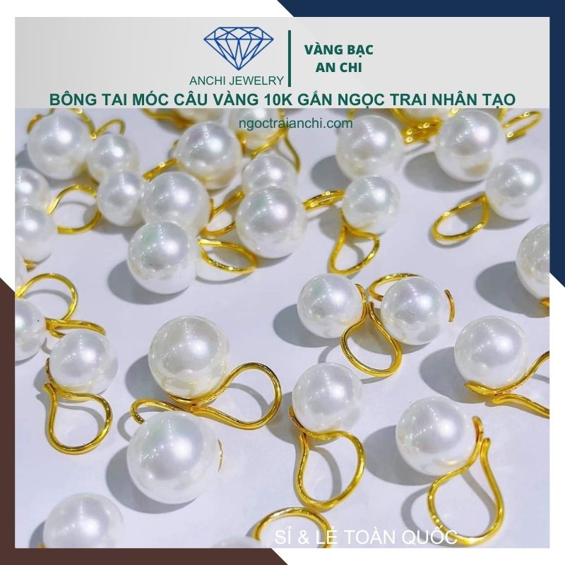 Bông tai ngọc trai móc câu vàng tây 10k mã TL16TT89