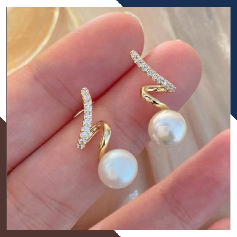 Bông tai ngọc trai thật kiểu ôm vành tai xoắn ốc mã B68X78T7