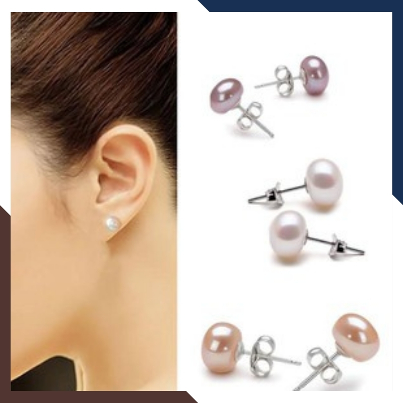 Bông tai nụ ngọc trai bạc size 6-7mm cho nữ đẹp mã 67AC85