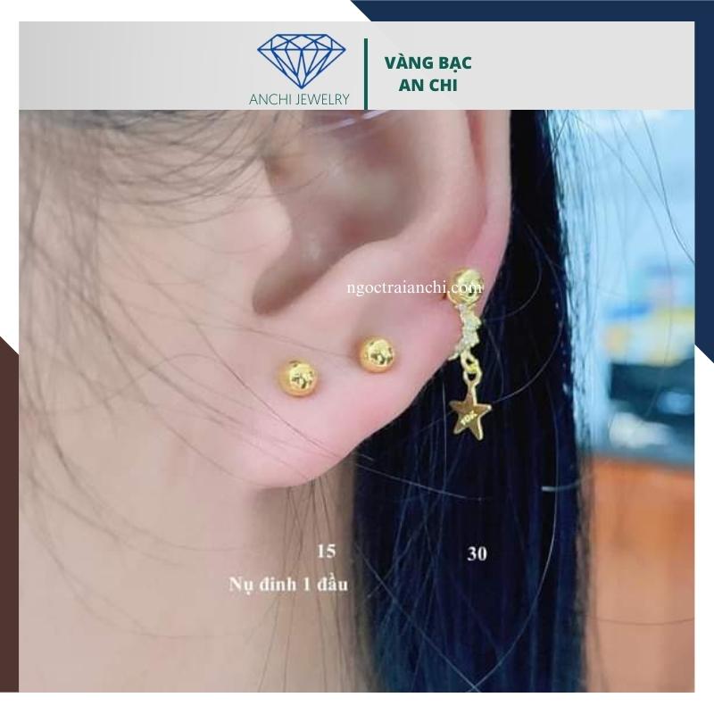 Bông tai nụ bi vàng tây 10k mã BTV06