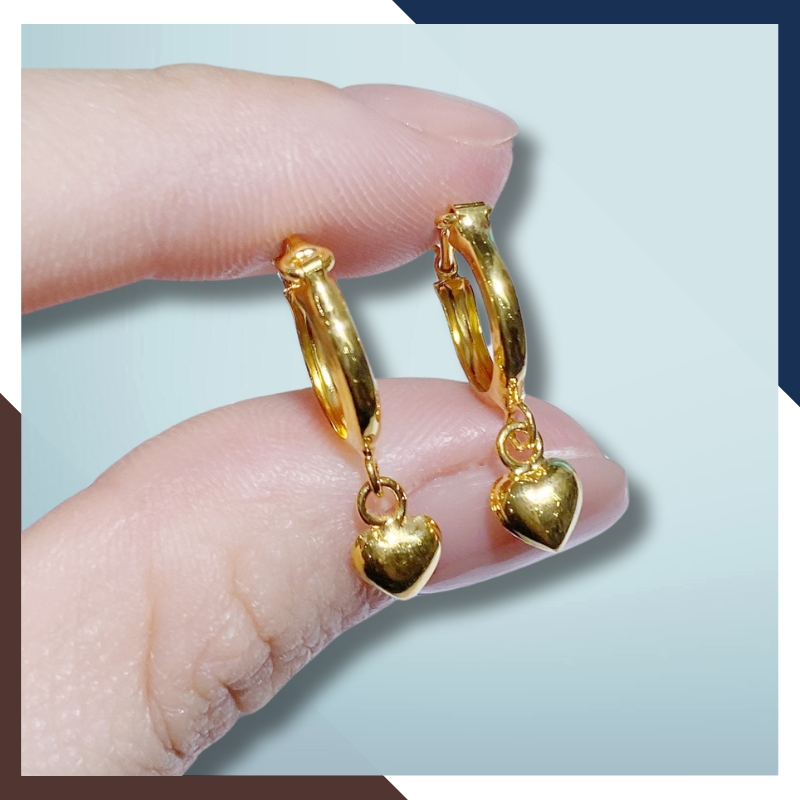 Bông tai trái tim vàng tây 10k kiểu khuyên tròn ôm sát tai cho nữ đẹp mã TL25