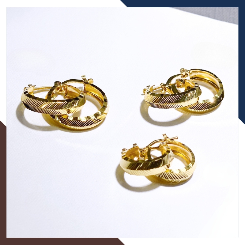 Bông tai tròn vàng tây 10k hình lông vũ mẫu mới đẹp cho nữ mã TL414754