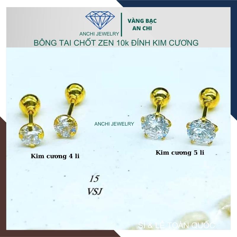 Bông tai moissanite vàng tây 10k cho nữ mã BTV09