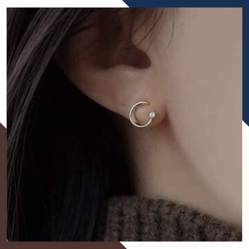 Bông tai vàng tây 10k hình mặt trăng khuyết trẻ trung cho nữ đẹp mã TL33