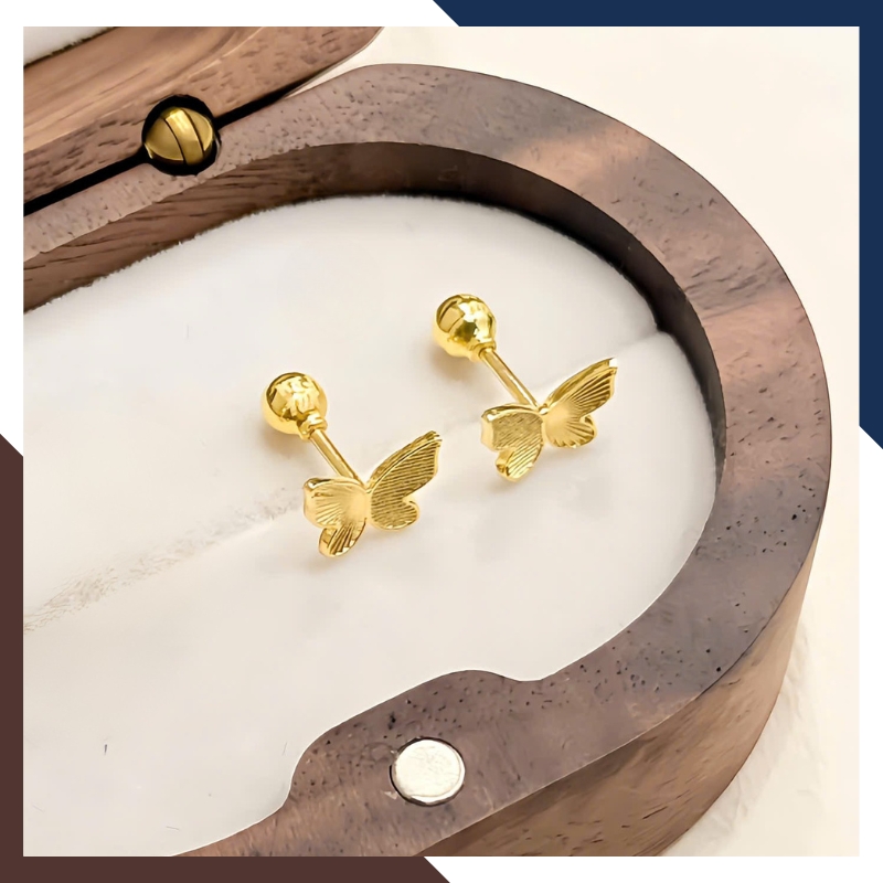 Bông Tai Vàng Tây Nữ 10k BTVN227 – Hình Bướm Đích Vặn Thanh Lịch