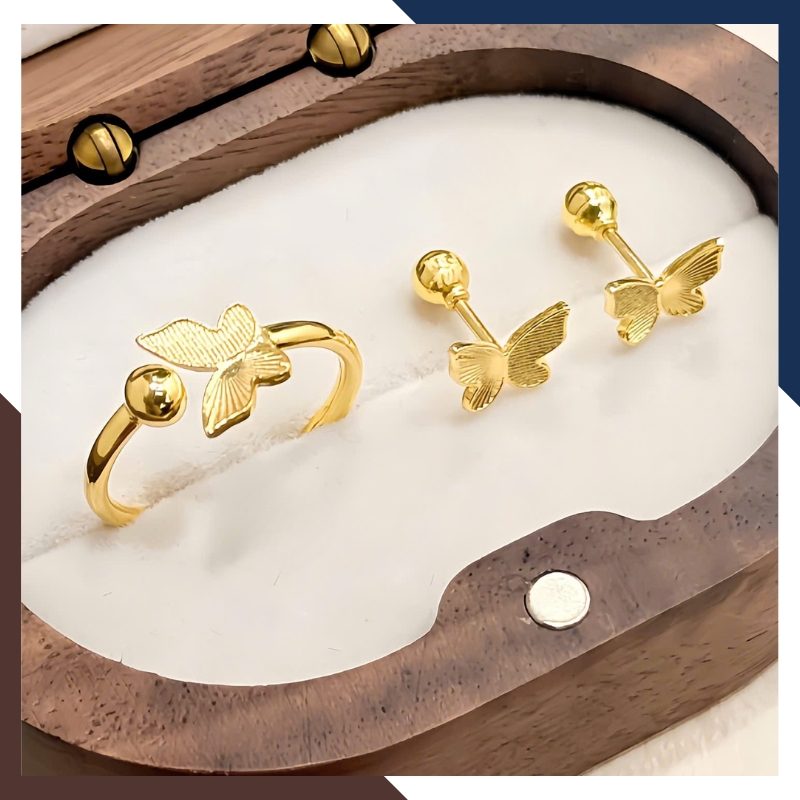 Bông Tai Vàng Tây Nữ 10k BTVN227 – Hình Bướm Đích Vặn Thanh Lịch