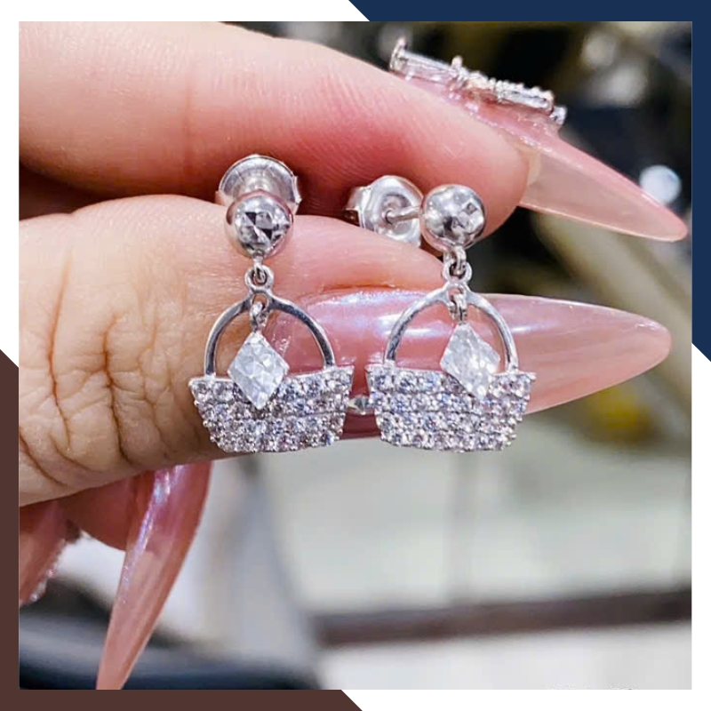 Bông Tai Vàng Trắng Nữ 10k BTV176