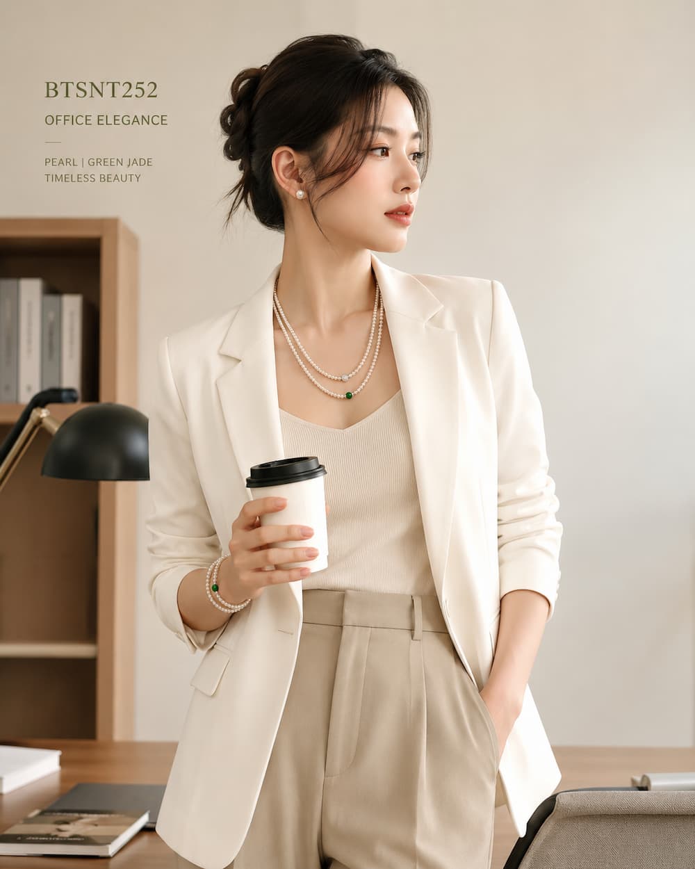 Bộ Trang Sức Ngọc Trai BTSNT252 – Layering 2 Tầng Phối Đá Xanh Quiet Luxury Thanh Lịch