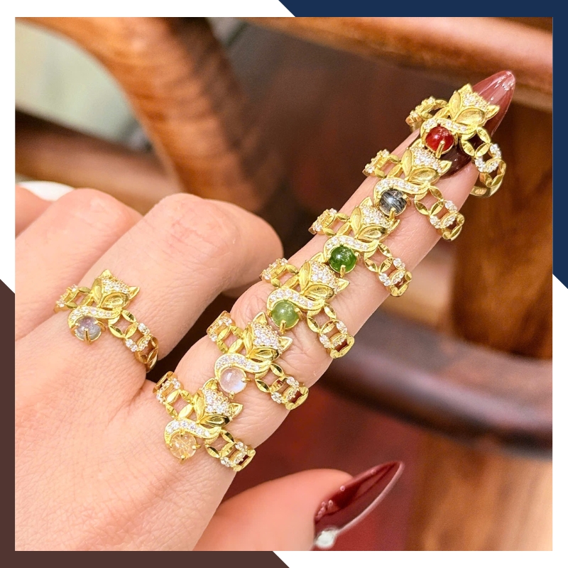 BTSV36 – Bộ Trang Sức Hồ Ly Vàng 10K Phối Trọn 4 Món, Dễ Đeo & Đồng Điệu Phong Cách