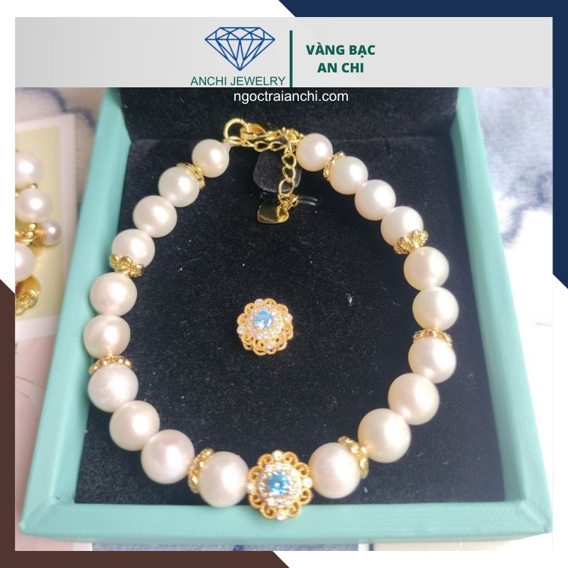 Charm bạc xỏ ngang mạ vàng đính đá spinel, bảo hành 2 năm không phai màu - bán sỉ toàn quốc