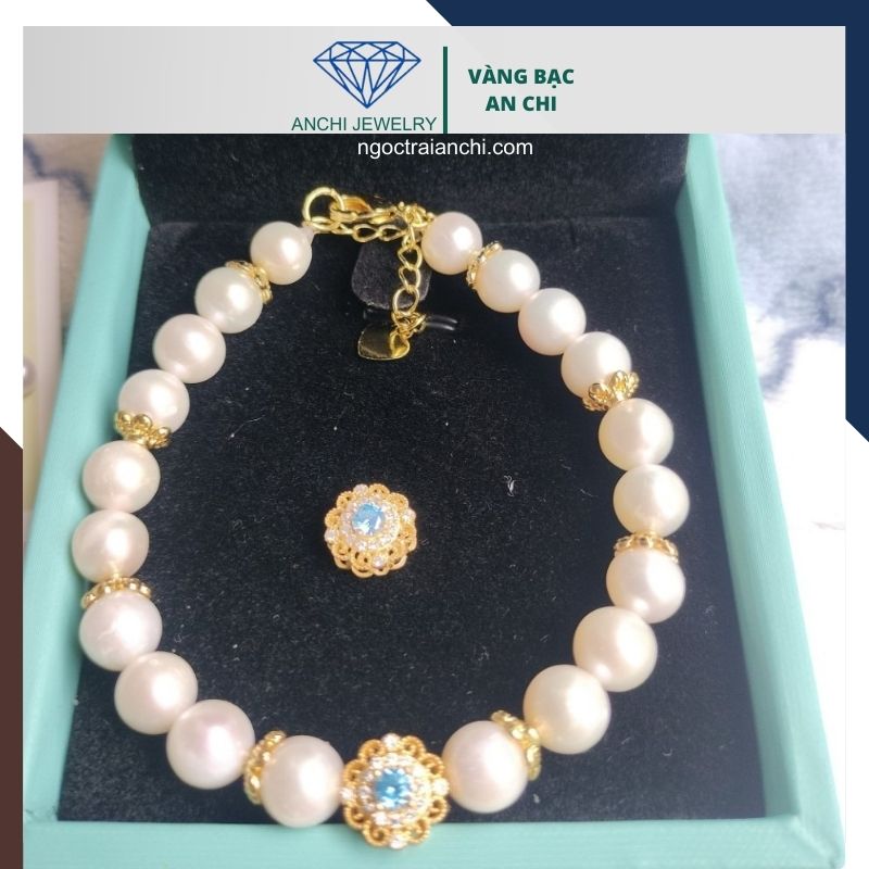 Charm bạc xỏ ngang mạ vàng đính đá spinel, bảo hành 2 năm không phai màu - bán sỉ toàn quốc