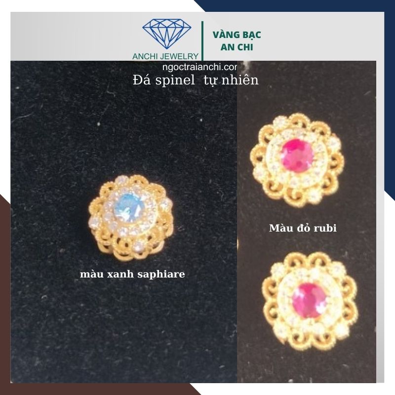 Charm bạc xỏ ngang mạ vàng đính đá spinel, bảo hành 2 năm không phai màu - bán sỉ toàn quốc
