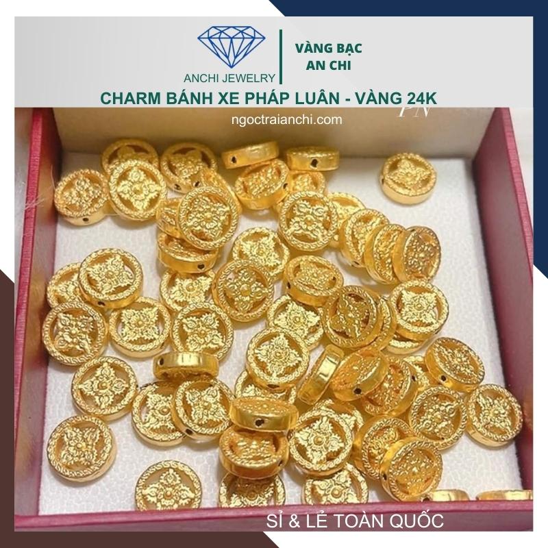 Charm bánh xe pháp luân vàng 24k 9999 - tuyển sỉ toàn quốc