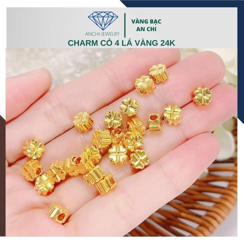Charm cỏ 4 lá vàng 24k 9999 - Sỉ toàn quốc