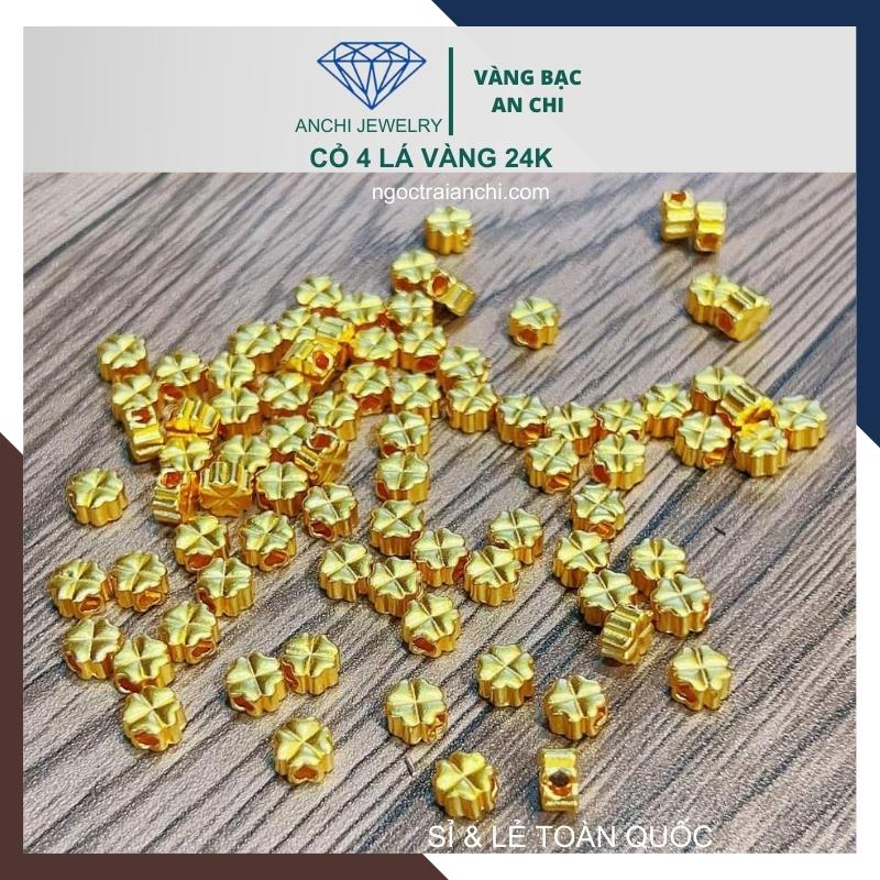 Charm cỏ 4 lá vàng 24k 9999 - Sỉ toàn quốc