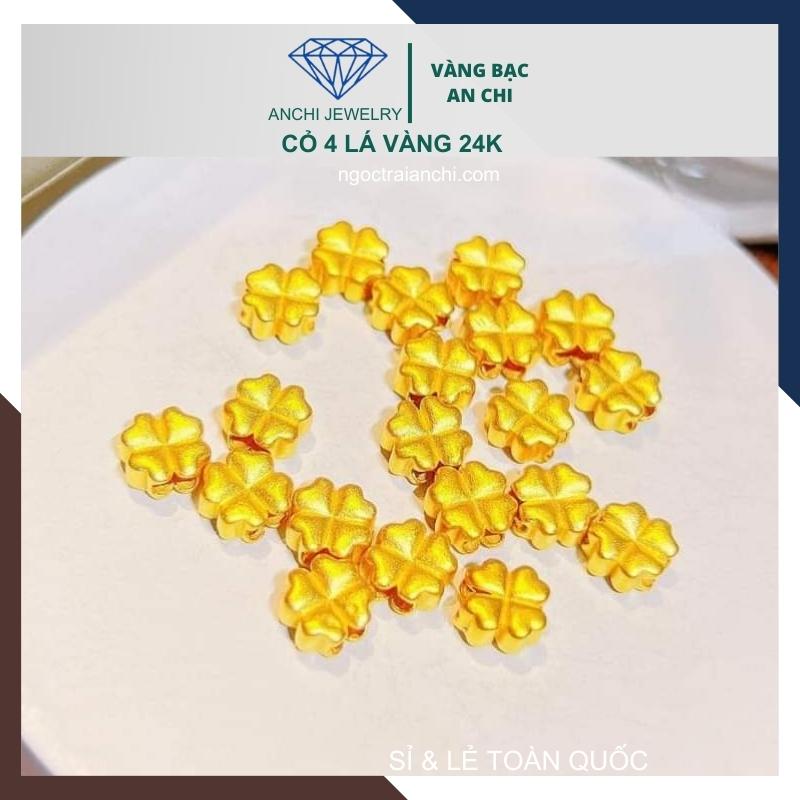 Charm cỏ 4 lá vàng 24k 9999 - Sỉ toàn quốc