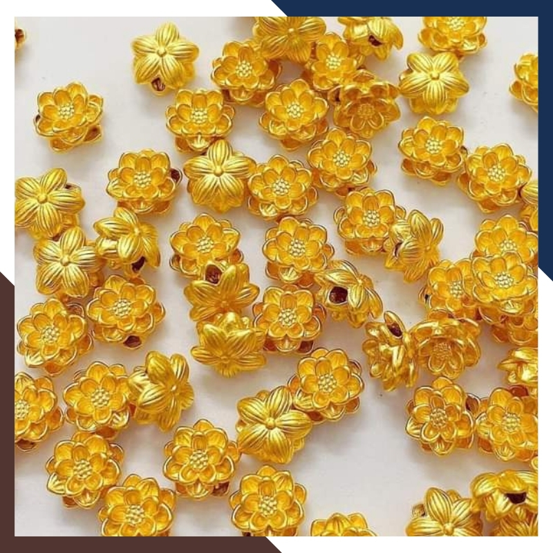 Charm hoa sen vàng 24k 9999 size nhỏ 5mm