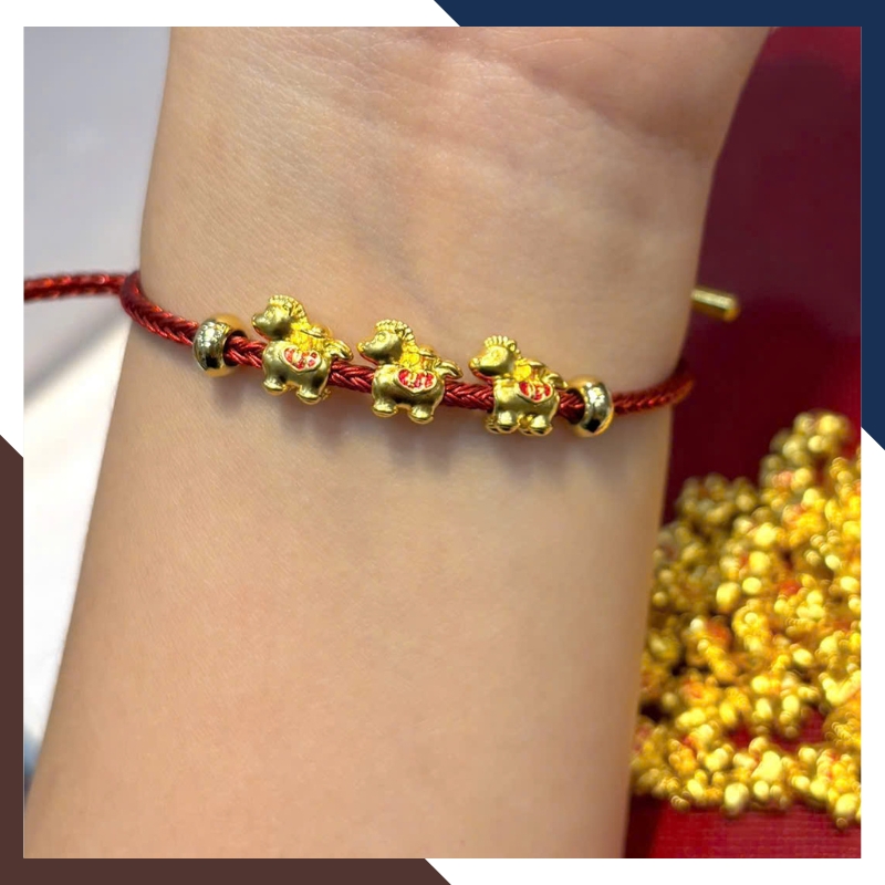 Charm Ngựa Vàng 24K 9999 CHARMV145 – Biểu Tượng Thành Công & Tài Lộc 2026