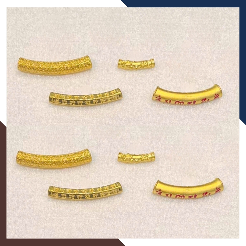 Charm Om Mani Padme Hum Vàng 24k Hình Trụ Mã CHARMV99 - Bình An, May Mắn