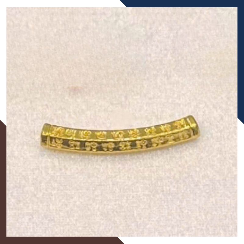 Charm Om Mani Padme Hum Vàng 24k Hình Trụ Mã CHARMV99 - Bình An, May Mắn